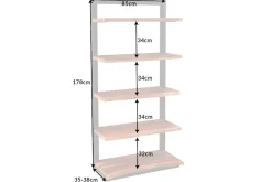 Massives Bücherregal MAMMUT 180cm Akazie schwarz fünf Regalböden