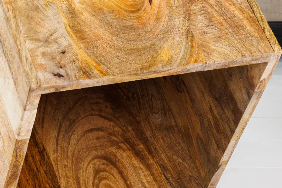 Massives 2er Set Beistelltisch CURACAO 45cm natur Mangoholz Würfel handmade Couchtisch