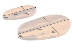 Massives 2er Set Tablett AMAZONAS 55cm braun Sheesham stone finish Servierbrett