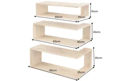 Massives 3er Set Wandregale SURREAL 65cm natur Außenecke Mangoholz
