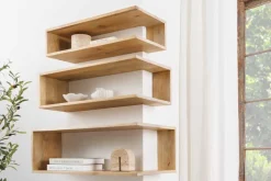 Massives 3er Set Wandregale SURREAL 65cm natur Außenecke Mangoholz