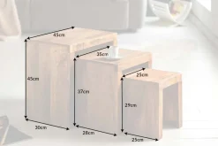 Massives 3er-Set Beistelltische MAKASSAR 45cm Mango natur Massivholz