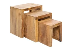Massives 3er-Set Beistelltische MAKASSAR 45cm Mango natur Massivholz