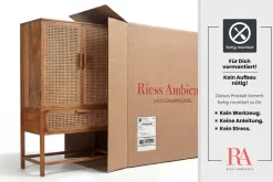 Massives Highboard BAMBOO LOUNGE 140cm Mangoholz Bambus mit Wiener Geflecht