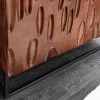 Massives Highboard DUNE 120cm walnuss-braun Akazienholz 3D-Design schwarz Metall