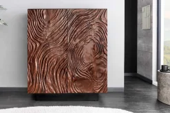 Massives Highboard FLUID 110cm walnuss-braun Akazienholz aufwendiges 3D-Design