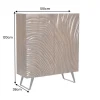 Massives Highboard FLUID 120cm walnuss-braun Akazienholz 3D-Design Kufengestell