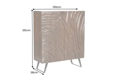 Massives Highboard FLUID 120cm walnuss-braun Akazienholz 3D-Design Kufengestell