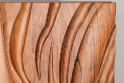 Massives Highboard FLUID 120cm walnuss-braun Akazienholz 3D-Design Kufengestell