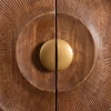 Massives Highboard GOLDEN SUNSET 120cm braun gold Mangoholz mit 3D Schnitzereien