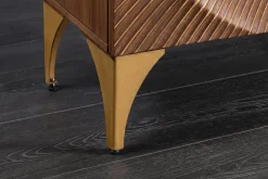 Massives Highboard GOLDEN SUNSET 120cm braun gold Mangoholz mit 3D Schnitzereien