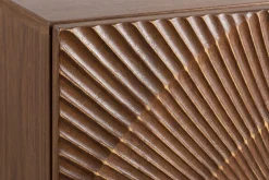 Massives Highboard GOLDEN SUNSET 120cm braun gold Mangoholz mit 3D Schnitzereien
