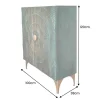 Massives Highboard GOLDEN SUNSET 120cm türkis gold Mangoholz mit 3D Schnitzereien