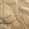 Massives Highboard LION 140cm weiß Mangoholz Metall 3D Schnitzereien Kunstwerk