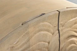 Massives Highboard LION 140cm weiß Mangoholz Metall 3D Schnitzereien Kunstwerk