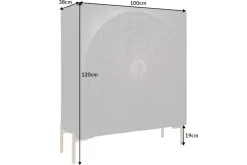 Massives Highboard MANDALA 120cm Mangoholz mit 3D Schnitzereien schwarz goldene Füße