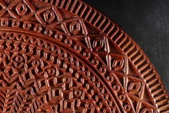 Massives Highboard MANDALA 120cm Mangoholz mit 3D Schnitzereien schwarz goldene Füße