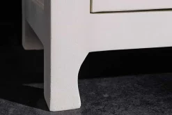 Massives Highboard MARRAKESCH 140cm weiß Mangoholz mit Verzierung handmade