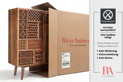 Massives Highboard MARRAKESCH 120cm Mangoholz mit Verzierung Boho Stil