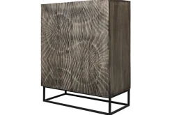 Massives Highboard SCORPION 120cm grau Akazie aufwendige 3D Schnitzereien