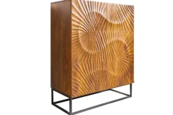 Massives Highboard SCORPION 120cm braun Mangoholz aufwendige 3D Schnitzereien