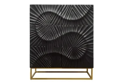 Massives Highboard SCORPION 120cm schwarz Mangoholz aufwendige 3D Schnitzereien