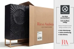 Massives Highboard SCORPION 120cm schwarz Mangoholz aufwendige 3D Schnitzereien
