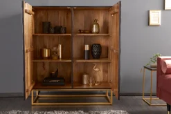 Massives Highboard SCORPION 120cm schwarz Mangoholz aufwendige 3D Schnitzereien