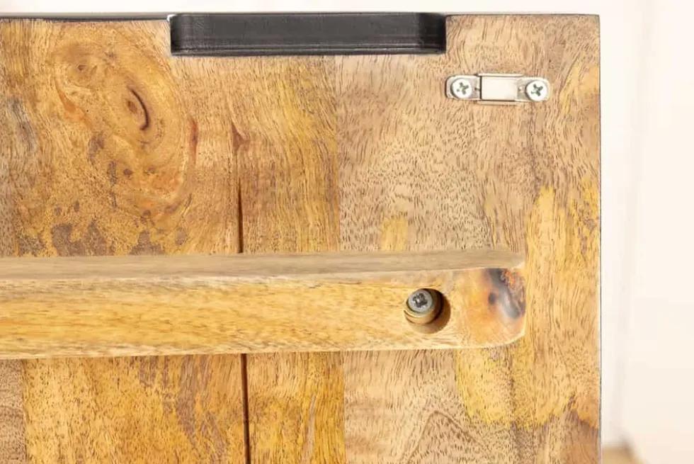 Massives Highboard SNAKE 120cm schwarz gold Mangoholz Schlangen-Design mit aufwendigen 3D Schnitzereien