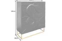 Massives Highboard SNAKE 120cm schwarz gold Mangoholz Schlangen-Design mit aufwendigen 3D Schnitzereien