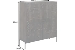 Massives Highboard TRIBAL 120cm antik braun Mangoholz 3D-Front viel Stauraum