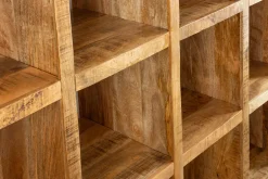 Massives Regal IRON CRAFT 200cm natur Mangoholz Bücherregal 25 Fächer