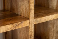 Massives Regal IRON CRAFT 200cm natur Mangoholz Bücherregal 25 Fächer