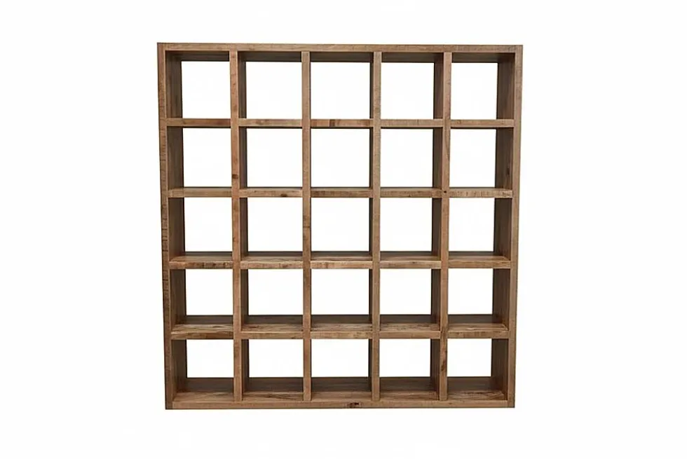 Massives Regal IRON CRAFT 200cm natur Mangoholz Bücherregal 25 Fächer