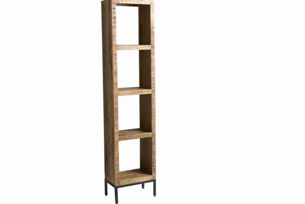 Massives Regal IRON CRAFT 176cm Mangoholz Bücherregal vier Fächer Industrial Design