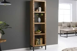 Massives Regal IRON CRAFT 176cm Mangoholz Bücherregal vier Fächer Industrial Design