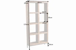 Massives Regal IRON CRAFT 176cm Mangoholz Bücherregal acht Fächer Industrial Design