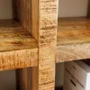 Massives Regal IRON CRAFT 160cm natur Mangoholz Bücherregal sechzehn Fächer