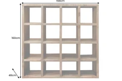 Massives Regal IRON CRAFT 160cm natur Mangoholz Bücherregal sechzehn Fächer