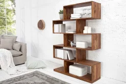 Massives Regal MAKASSAR XL 150cm braun Sheesham stone finish Bücherregal