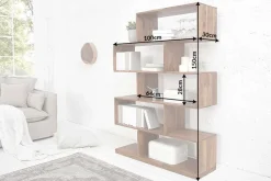 Massives Regal MAKASSAR XL 150cm braun Sheesham stone finish Bücherregal