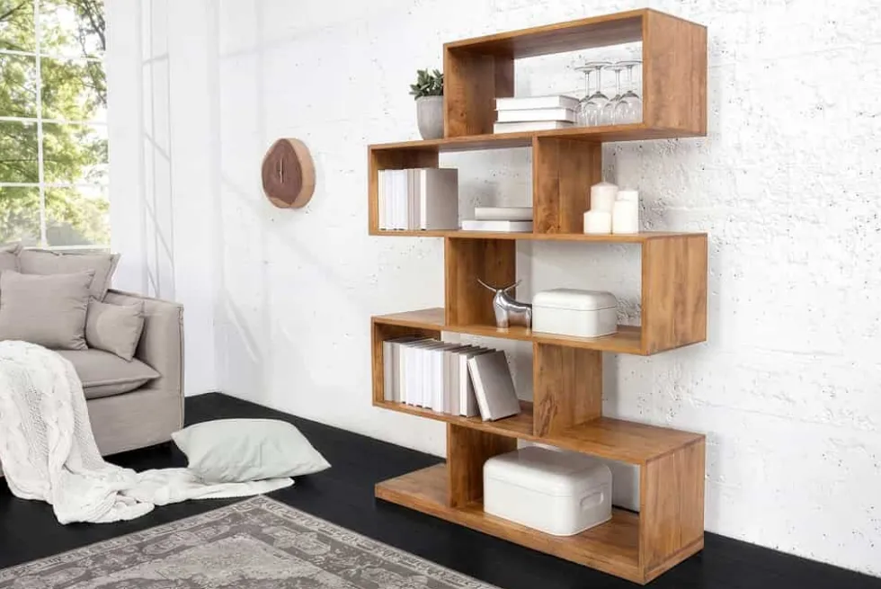 Massives Regal MAKASSAR XL 150cm braun Mangoholz honey finish Bücherregal