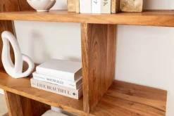 Massives Regal Snake 180cm natur Akazienholz Bücherregal mit fünf Böden
