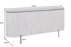 Massives Sideboard ADLON 170cm grau gebürstet Mangoholz mit weißer Marmorplatte
