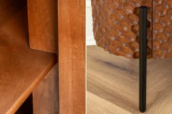 Massives Sideboard ADLON 180cm braun Mangoholz schwarz Metall 3D-Front in Wabenstruktur