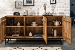 Massives Sideboard AMAZONAS 160cm Mangoholz natürliches Front Design