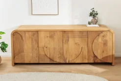 Massives Sideboard ART DECO 170cm cream finish beige Mangoholz abgerundet
