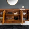 Massives Sideboard ART DECO 170cm braun smoke Mangoholz 3D-Front