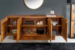 Massives Sideboard ART DECO 170cm braun smoke Mangoholz 3D-Front