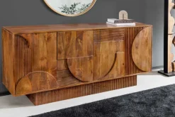 Massives Sideboard ART DECO 170cm braun smoke Mangoholz 3D-Front